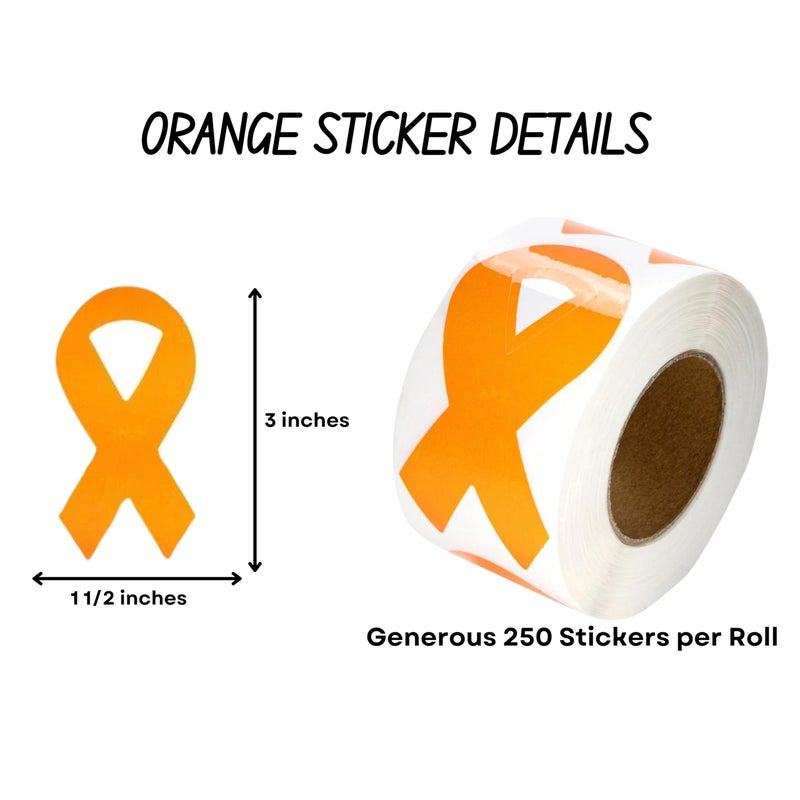 Fundraising For A Cause 250 Large Orange Ribbon Stickers (1 Roll) (250 Stickers) - Image 4